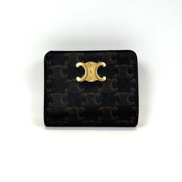 c2026041178-celine-triomphe-wallet Pre-Owned/ Pre-Loved/ Second-Hand Celine Triomphe Wallet, Wallet in Brown Color, Size, Front View