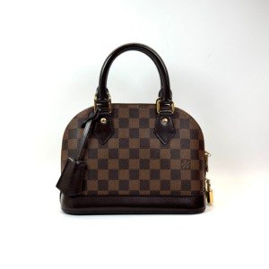 Pre-Owned/ Pre-Loved/ Second-Hand Louis Vuitton (LV) Alma BB Damier Ebene, Bag in Brown, Gold Hardware Color, BB Size, Front View