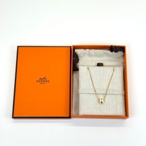 Pre-Owned/ Pre-Loved/ Second-Hand Hermes Mini Pop H, Necklace in White Color,  Size, Front View