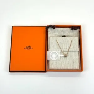c2026061126-hermes-mini-pop-h Pre-Owned/ Pre-Loved/ Second-Hand Hermes Mini Pop H, Necklace in Grey, Rose Gold Hardware Color, Size, Front View