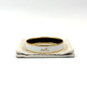 Pre-Owned/ Pre-Loved/ Second-Hand Hermes Uni Bracelet, Bracelet in White, Gold Color,  Size, Front View