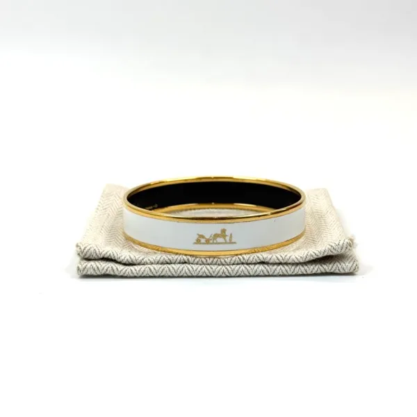 c2026061171-hermes-uni-bracelet Pre-Owned/ Pre-Loved/ Second-Hand Hermes Uni Bracelet, Bracelet in White, Gold Color, Size, Front View