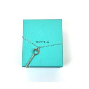 c2026081158-tiffany-co-silver-heart-key-necklace Pre-Owned/ Pre-Loved/ Second-Hand Tiffany & Co. Silver Heart Key Necklace , Necklace in 925 Silver Color, Size, Front View