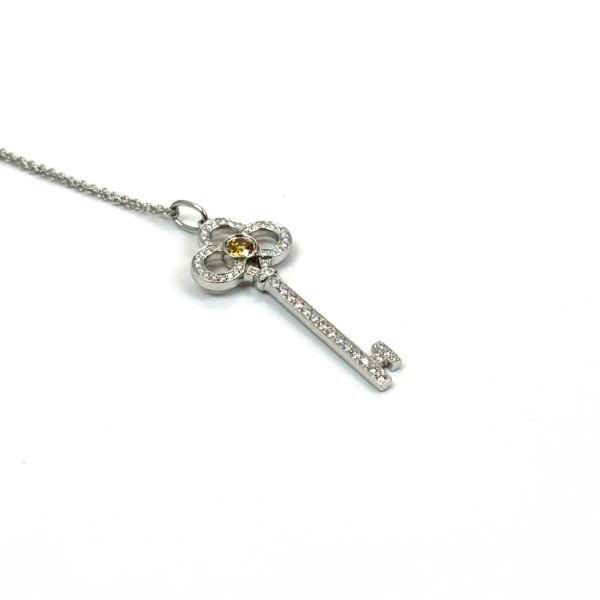 c2026081172-tiffany-co-diamond-crown-key-necklace-platinum-pt950-includes-chain-1 Tiffany & Co. | Diamond Crown Key Necklace Platinum PT950 (Includes Chain)