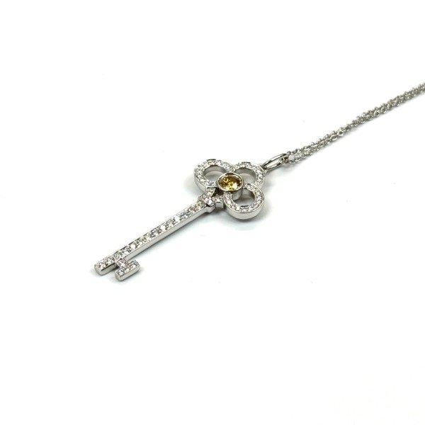 c2026081172-tiffany-co-diamond-crown-key-necklace-platinum-pt950-includes-chain-2 Tiffany & Co. | Diamond Crown Key Necklace Platinum PT950 (Includes Chain)