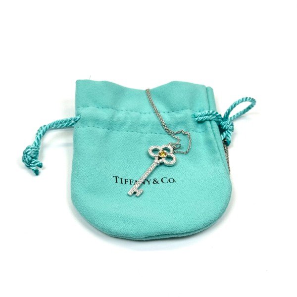 c2026081172-tiffany-co-diamond-crown-key-necklace-platinum-pt950-includes-chain-3 Tiffany & Co. | Diamond Crown Key Necklace Platinum PT950 (Includes Chain)