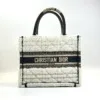 Pre-Owned/ Pre-Loved/ Second-Hand Dior Book Tote Small Sherling Fur, Bag in White Navy Color,  Size, Front View