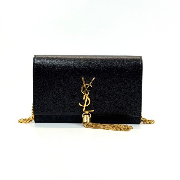 Pre-Owned/ Pre-Loved/ Second-Hand Saint Laurent (YSL) Wallet On Chain, Bag in Black Color,  Size, Front View