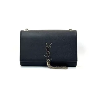 c2026161176-saint-laurent-ysl-kate-tassel-bag Pre-Owned/ Pre-Loved/ Second-Hand Saint Laurent (YSL) Kate Tassel bag, Bag in Black, Silver Hardware Color, Size, Front View