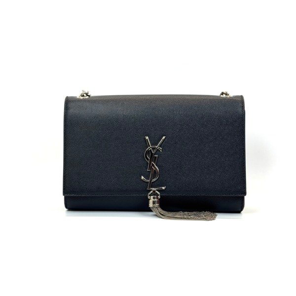 c2026161176-saint-laurent-ysl-kate-tassel-bag Pre-Owned/ Pre-Loved/ Second-Hand Saint Laurent (YSL) Kate Tassel bag, Bag in Black, Silver Hardware Color, Size, Front View