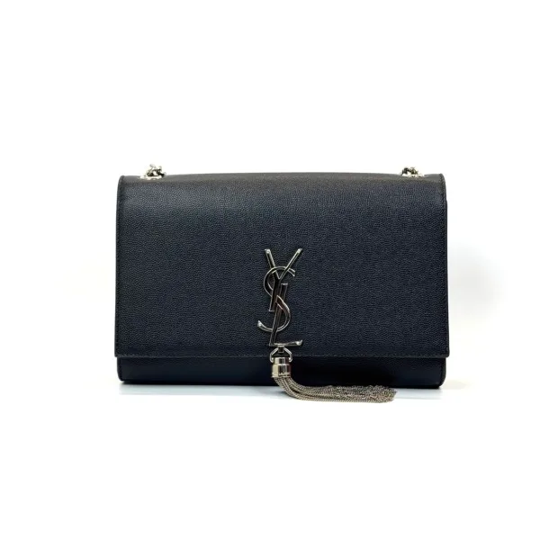 c2026161176-saint-laurent-ysl-kate-tassel-bag Pre-Owned/ Pre-Loved/ Second-Hand Saint Laurent (YSL) Kate Tassel bag, Bag in Black, Silver Hardware Color, Size, Front View