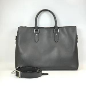b202505571-louis-vuitton-lv-anton-briefcase-black-taiga-leather-12 Pre-Owned/ Pre-Loved/ Second-Hand Louis Vuitton (LV) Anton Briefcase (Black Taiga Leather), Bag in Black, Silver Hardware Color, 39 x 29 x 5 cm Size, Front View