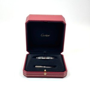 Pre-Owned/ Pre-Loved/ Second-Hand Cartier Paved Diamond Love Bracelet Small Model, Bracelet in White Gold Color, 15 Size, Front View