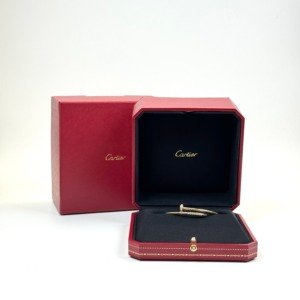 Pre-Owned/ Pre-Loved/ Second-Hand Cartier Diamond Juste Un Clou Reverse Set Diamond, Bracelet in Yellow Gold Color, 15 Size, Front View