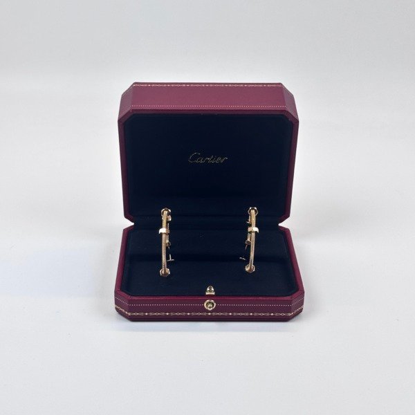 Pre-Owned/ Pre-Loved/ Second-Hand Cartier Ecrou De Cartier Hoop Earrings, Earring in Yellow Gold Color,  Size, Front View