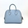 b2026061199-hermes-mini-bolide-1923-evercolor Pre-Owned/ Pre-Loved/ Second-Hand Hermes Mini Bolide 1923 Evercolor, Bag in Blue Lin, Palladium Hardware Color, Size, Front View