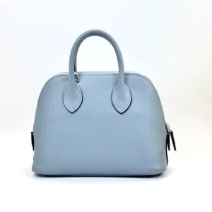 Pre-Owned/ Pre-Loved/ Second-Hand Hermes Mini Bolide 1923 Evercolor, Bag in Blue Lin, Palladium Hardware Color,  Size, Front View