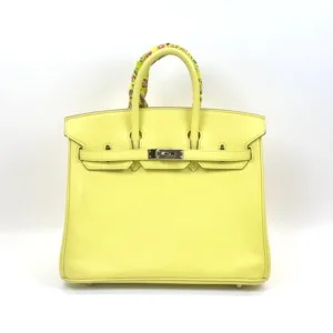 Pre-Owned/ Pre-Loved/ Second-Hand Hermes Birkin 25 Epsom, Bag in Yellow, Palladium Hardware Color, 25 Size, Front View