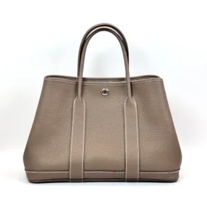 Pre-Owned/ Pre-Loved/ Second-Hand Hermes Garden Party 30 Negonda , Bag in Etoupe, Palladium Hardware Color, 30 Size, Front View