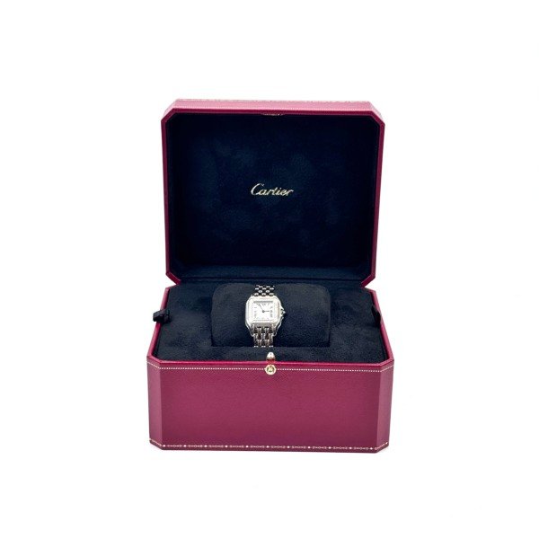 Pre-Owned/ Pre-Loved/ Second-Hand Cartier Diamond Panthere De Cartier Watch Small Model CRW4PN0016, Watch in Diamond Bezel, Steel, Quartz Movement Color, Extra links retained Size, Front View