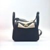c2026061187-hermes-mini-lindy-ii-clemence Pre-Owned/ Pre-Loved/ Second-Hand Hermes Mini Lindy II Clemence, Bag in Caban, Gold Hardware Color, Size, Front View