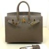 Pre-Owned/ Pre-Loved/ Second-Hand Hermes Sellier Birkin 25 Epsom, Bag in Etoupe, Palladium Hardware Color, 25 Size, Front View